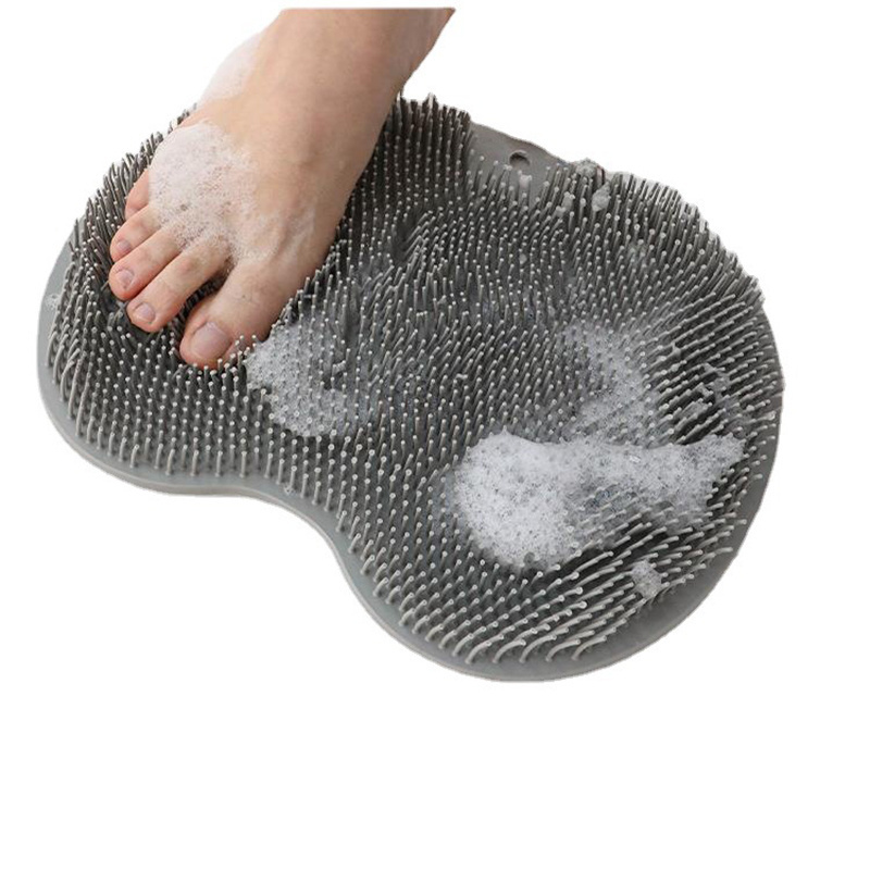 Silicone Exfoliating Shower Foot Massager Scrubber Foot Back Cleaner Massage Mat with Non Slip Suction Cups Wash Body Cleaning