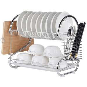 Stainless Steel Dish Drain Rack Double Layer Storage Stand Practical Kitchen Dishes Plates Organization Shelf Dish Drying Rack