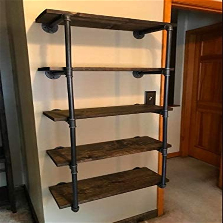 Industrial Retro Shelf Furniture Wall Shelf Bracket Bookshelf Hanging Storage Black Iron Pipe DIY Pipe Shelves