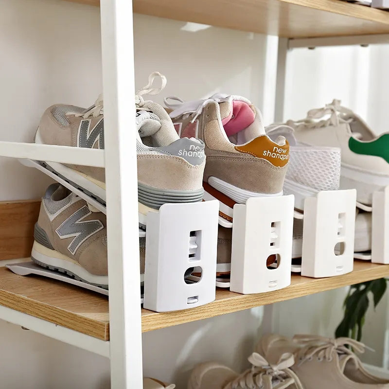 Simple shoe storage rack household adjustable shoe support thickened double-layer high heels cabinet layering magic