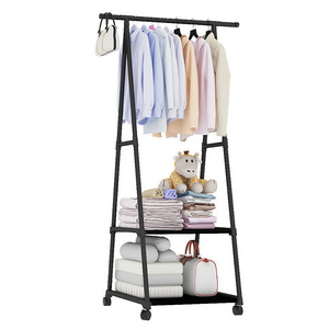 Bedroom Coat Rack Removable Clothes Hanger Floor Stand Coat Racks with Wheel Hanging Clothes Storage