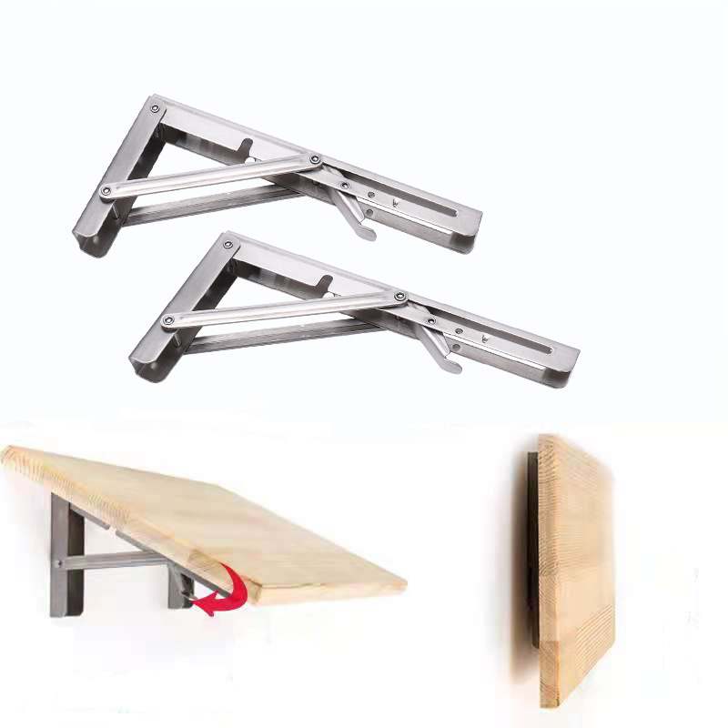 Adjustable Stainless Steel Folding Triangle Bracket Wall Mounted Shelf Support for Bench Table and Shelf Storage Holders