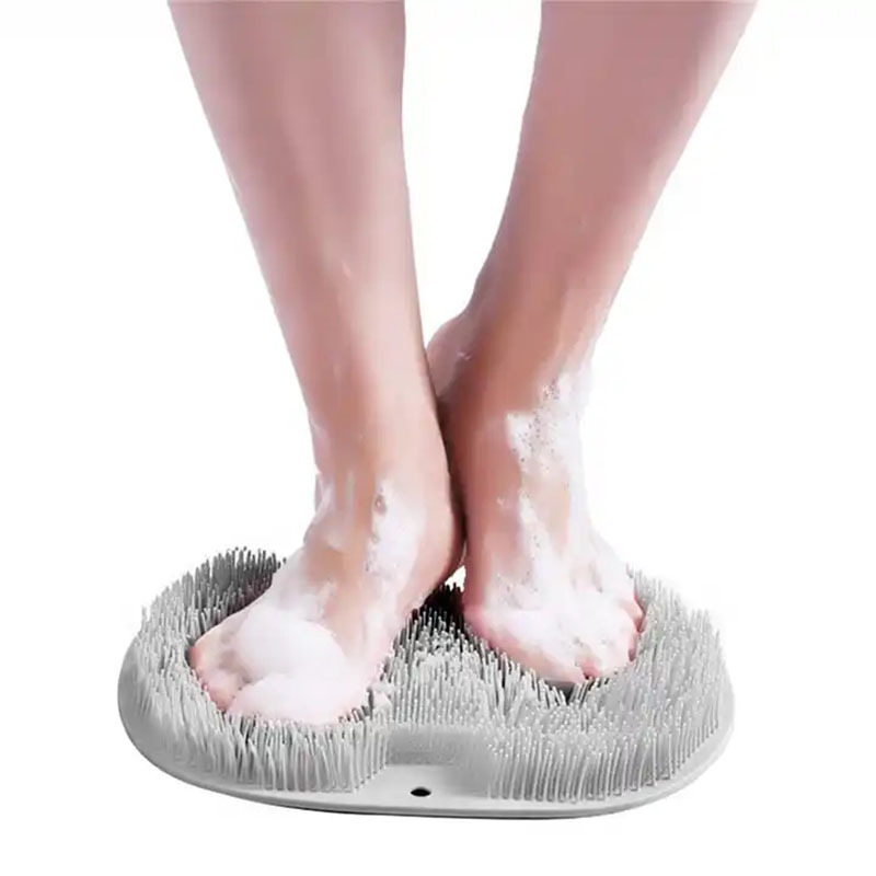 Wholesale grey Pink scrubber brush wall mount shower foot and scrubber for shower wall