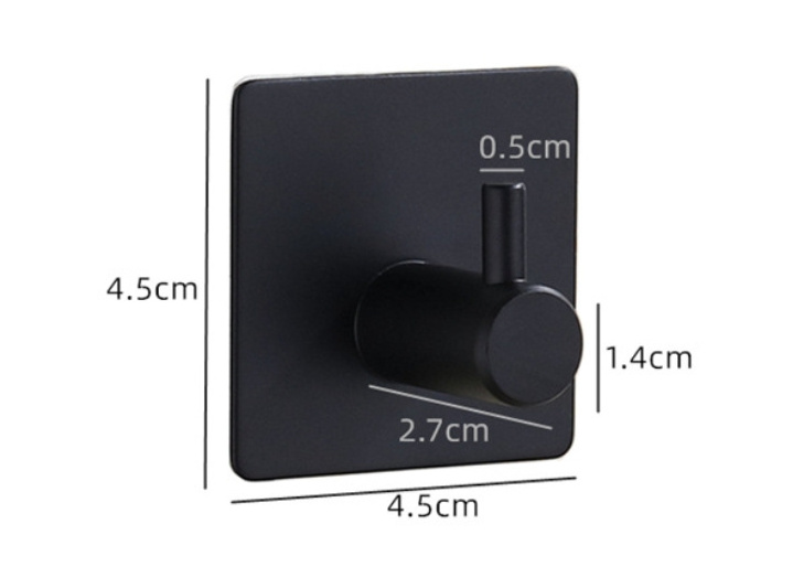 Strong Adhesive Stainless Steel Hook Door Back Coat Hardware with Perforation-Free Metal Hook 4pcs