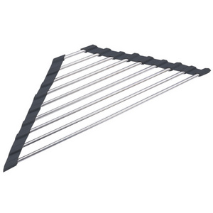 Hot Sale Foldable Stainless Steel Kitchen Counter Triangle Holder Sink Organization Over The Sink Dish Drying Drainer Rack