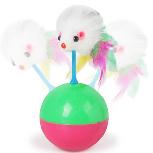 Tumbler Mouse Cat Toys Colorful Feather Mice Ball Funny Playing Interactive Toys For Cats Kittens Pet Supplies