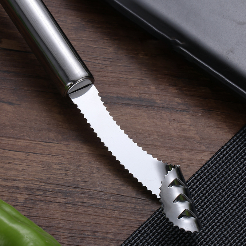 Stainless Steel Pepper Corer Silver Serrated Seed Remover Slicers Cutter Portable Kitchen Gadget Tools