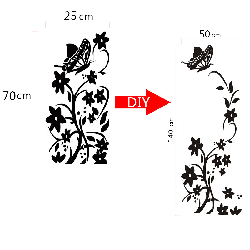 Black flower Vine Wall Stickers Refrigerator Window cupboard Home Decorations Diy Home Decals Art Mural Posters Home Decor