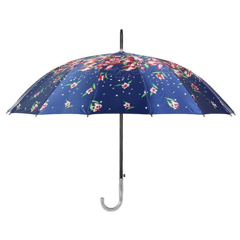 Guatemala Stain Poly Colorful Design Round 16 ribs black straight umbrella