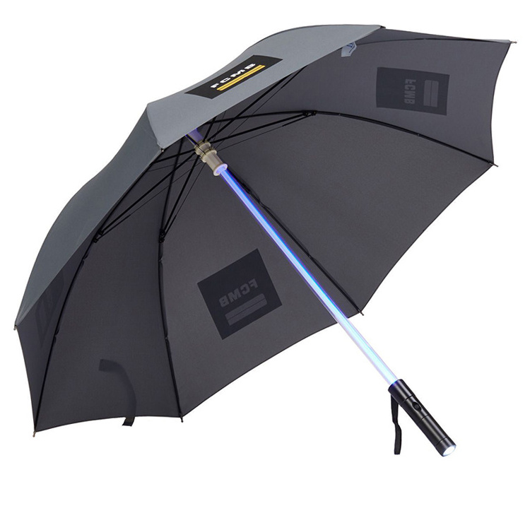 OEM Lightsaber Umbrella Black Straight Regenschirm Flashing Paraguas LED Umbrellas Manual for Adults 190T Pongee