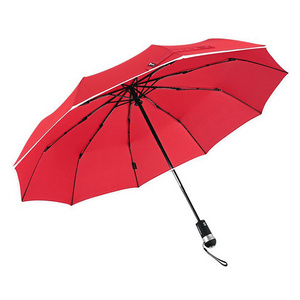 Auto flashlight Safety Umbrella 3 Fold Umbrellas Logo Print Big Black Automatically Umbrella With LED Light Handle