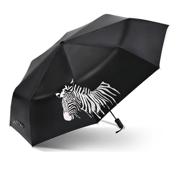 Custom Design Change Color When Wet Three Fold Magic Umbrella For Promotion And Advertising