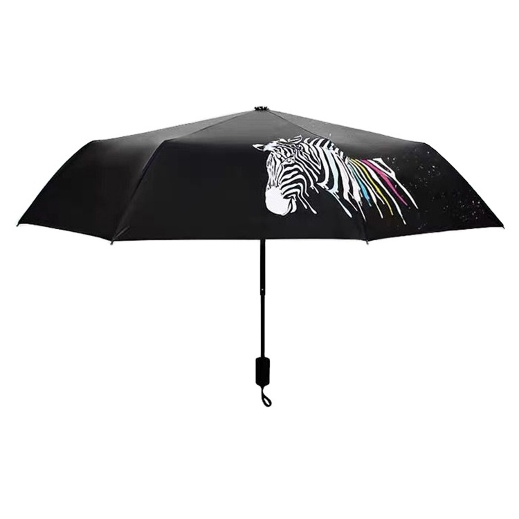 Custom Design Change Color When Wet Three Fold Magic Umbrella For Promotion And Advertising