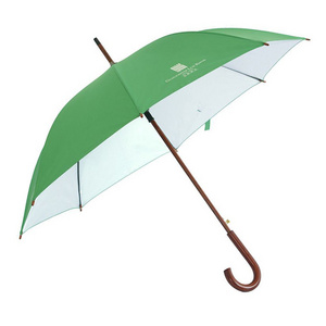 190T Polyester with UV Silver Coat Inside Wooden Handle Auto Open Straight Umbrella