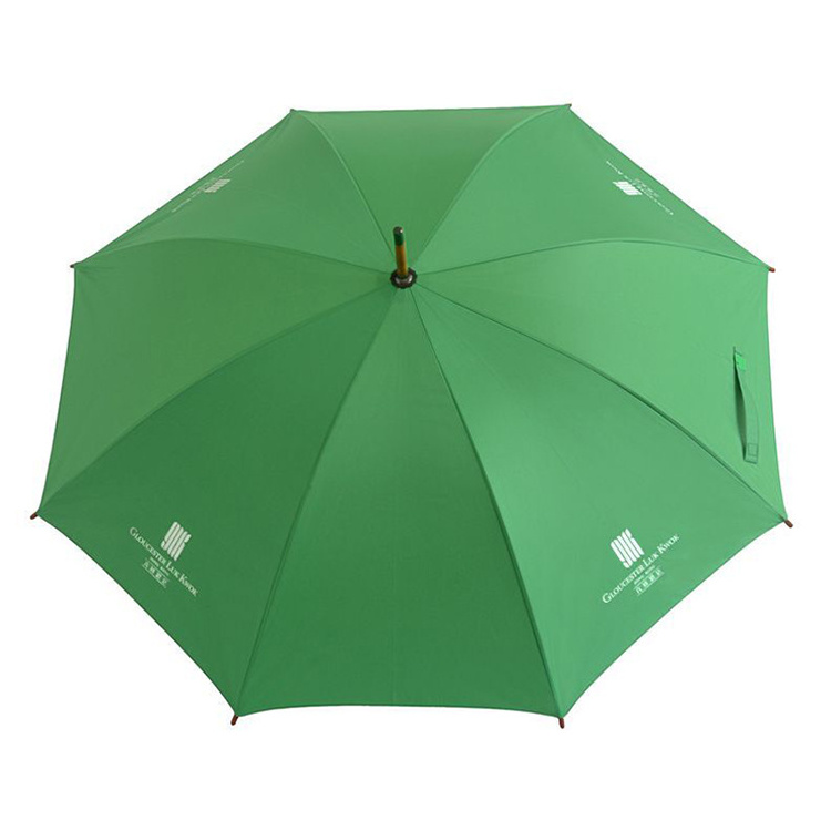 190T Polyester with UV Silver Coat Inside Wooden Handle Auto Open Straight Umbrella