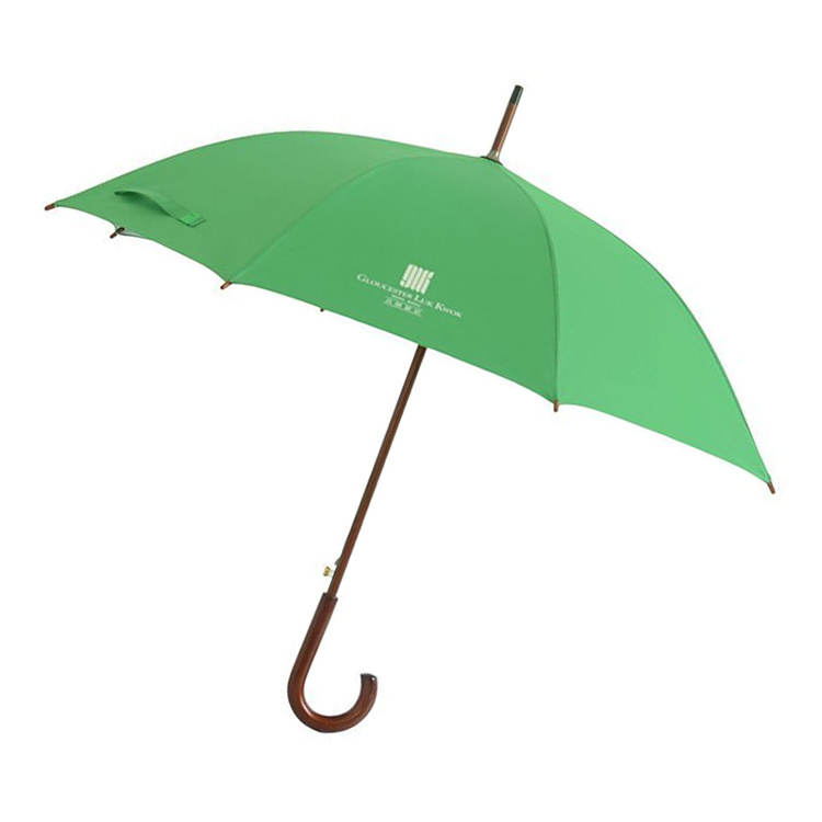 190T Polyester with UV Silver Coat Inside Wooden Handle Auto Open Straight Umbrella