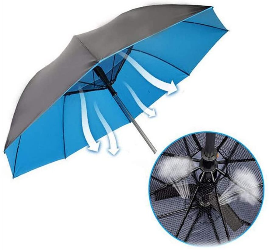 Creative Phone Charging High Quality Cool Built-in Fan Umbrella with Torch China Manufacturer