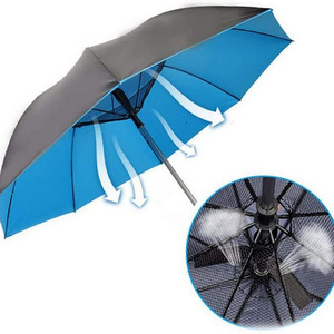 Creative Phone Charging High Quality Cool Built-in Fan Umbrella with Torch China Manufacturer