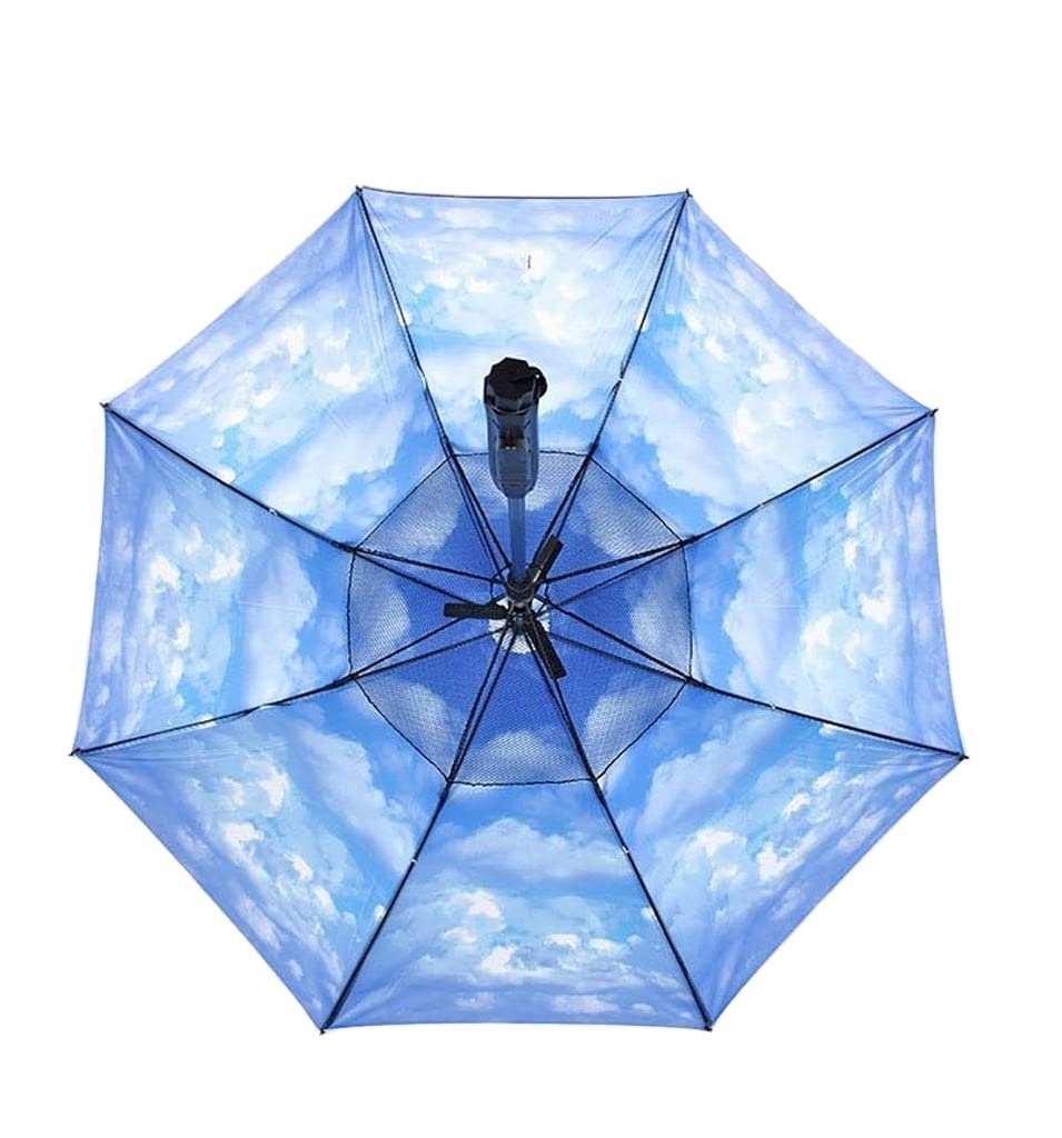 Built-In Cooling Fan and Mist Spray Fan Umbrella with Fan and Water Spray