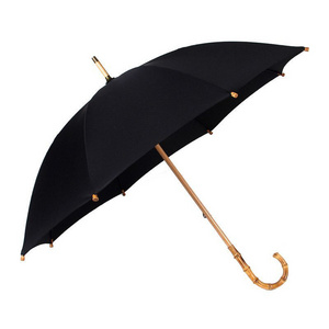 New Listing Bamboo Handle Strong Long Rain Umbrella 16k Glassfiber Japanese Style Parasol