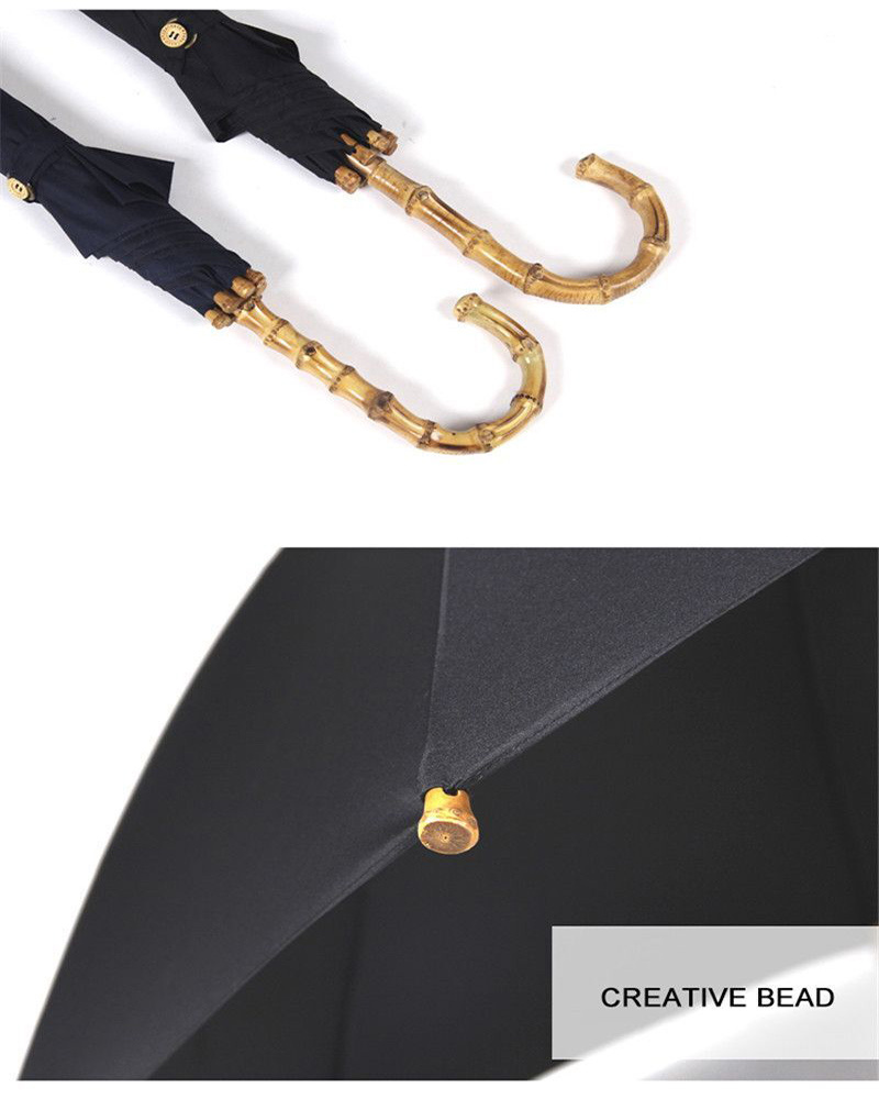 New Listing Bamboo Handle Strong Long Rain Umbrella 16k Glassfiber Japanese Style Parasol