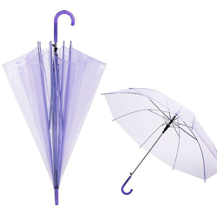 Customized POE material Logo Solid Color Transparent PVC Umbrella