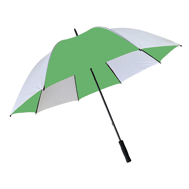 Outdoor Windproof Waterproof Umbrella Double Canopy Windproof Large Green And White Golf straight Umbrella For Sale