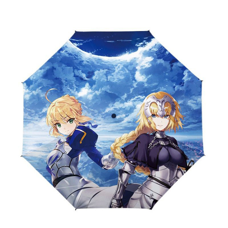 Japanese Paraguas Outdoor Windproof Waterproof Manga Anime Umbrellas Three Folding Umbrellas For Students