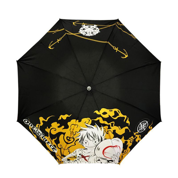 Japanese Paraguas Outdoor Windproof Waterproof Manga Anime Umbrellas Three Folding Umbrellas For Students