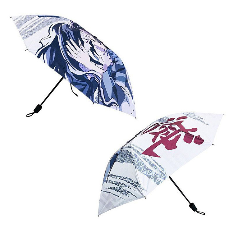 Japanese Paraguas Outdoor Windproof Waterproof Manga Anime Umbrellas Three Folding Umbrellas For Students