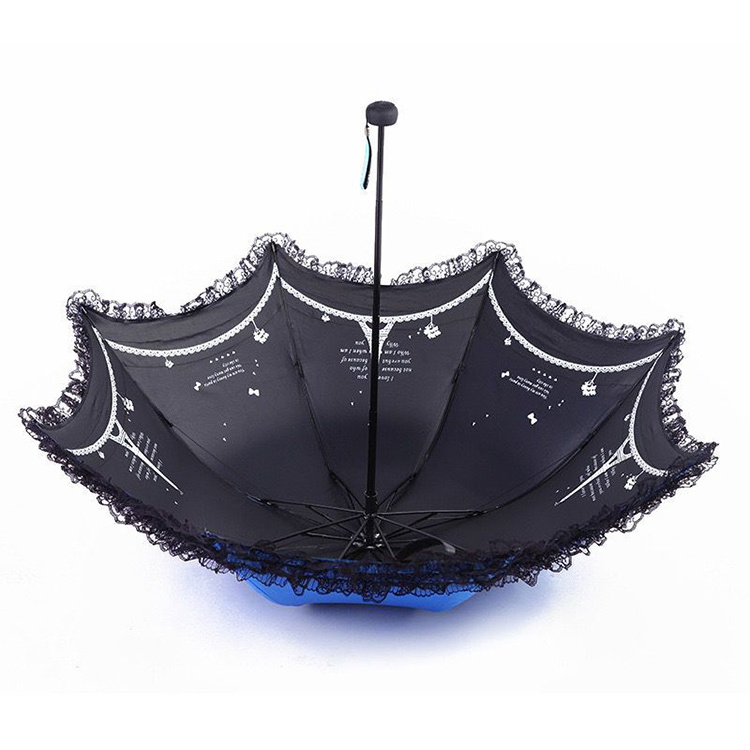 Umbrella Bulk Buy Elegant Dome Shaped Umbrella for Lady Polka Lace Ruffle Parasol 3 Fold Umbrella For Wedding