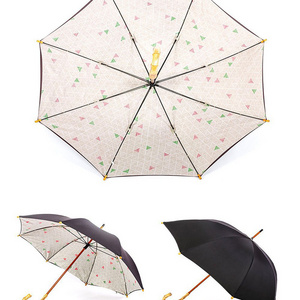 Manual Opening Vintage Style Old Fashion Pongee Japanese J Shaped Bamboo Handle Straight Umbrella For Gift