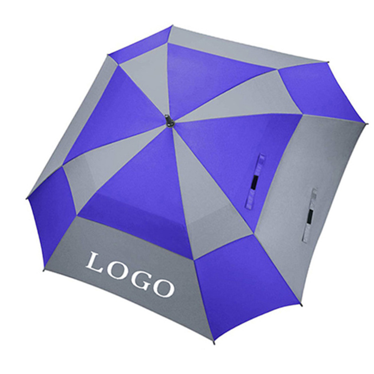 Promotion Custom Extra Large Golf Square Umbrella Double Canopy Vented Umbrella Windproof Umbrella