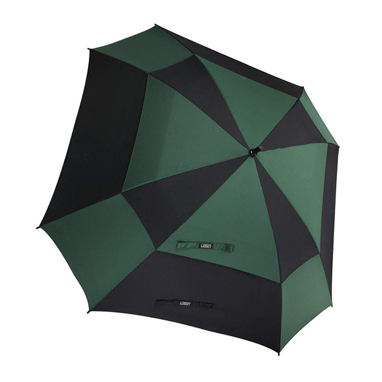 Promotion Custom Extra Large Golf Square Umbrella Double Canopy Vented Umbrella Windproof Umbrella