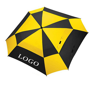 Promotion Custom Extra Large Golf Square Umbrella Double Canopy Vented Umbrella Windproof Umbrella