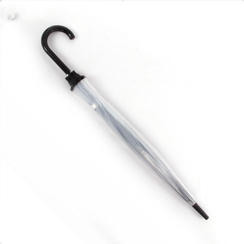 Top Umbrella Factory Wholesale Semi-automatic 90cm POE/PVC White Handle Transparent Clear Stick Umbrella For Adults