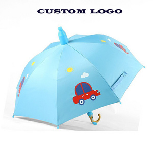 Factory Wholesale Straight Auto Open Custom Cartoon Printing Children Kids Umbrella With No Water Drip Case