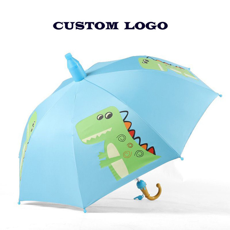 Factory Wholesale Straight Auto Open Custom Cartoon Printing Children Kids Umbrella With No Water Drip Case