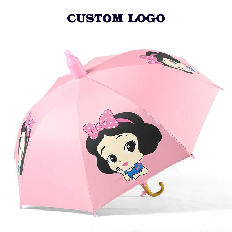 Factory Wholesale Straight Auto Open Custom Cartoon Printing Children Kids Umbrella With No Water Drip Case