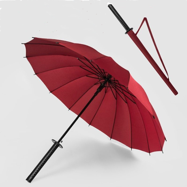 Japanese Black Samurai Katana Umbrella Samurai Swords Umbrella Handle Creative Windproof Knife Stick Umbrella For Rain