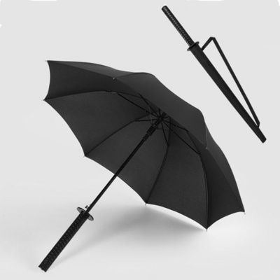 Japanese Black Samurai Katana Umbrella Samurai Swords Umbrella Handle Creative Windproof Knife Stick Umbrella For Rain