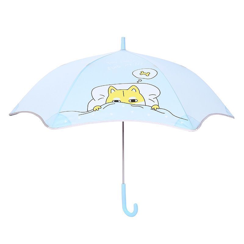 Umbrellas Print Cartoon Reflective Strip Blunt Umbrella Black Coating Round Corner Kids Straight Umbrella For Children Gift