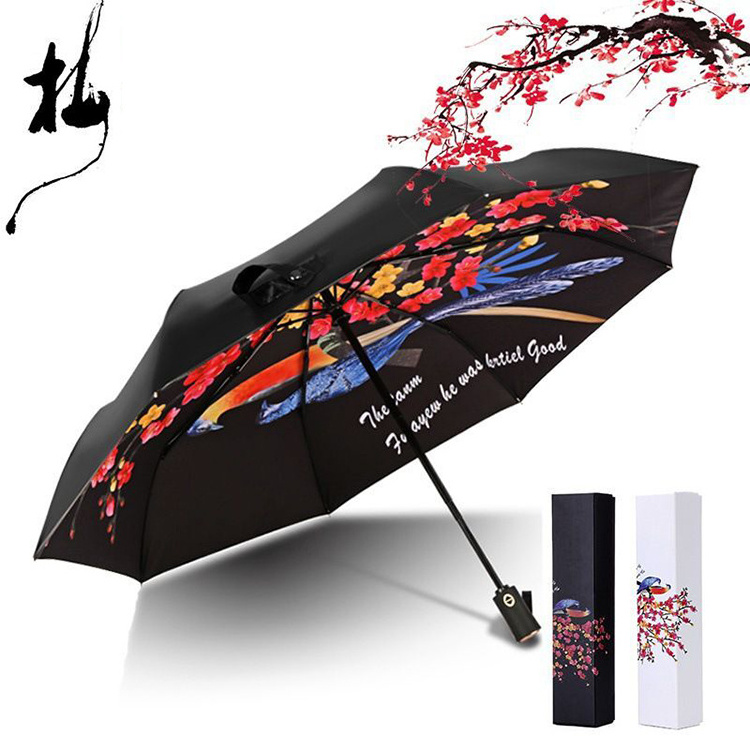 Cheap Made Promotional Uv Custom Umbrella With Logo Print Rain Anti-uv Foldable Paraguas Parapluie 3 Automatic Folding Umbrella