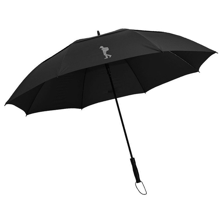 Umbrella Large Size Full Fiberglass EVA Handle Black Coated Metal Shaft Windproof Double Layer Golf Umbrella With LOGO