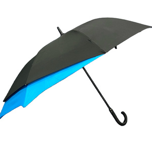 Large Windproof Sunblock Double Layer Fiberglass Golf Umbrella Automatic Button 8 Panels Umbrella