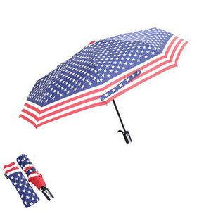 Customized USA Silk Printing National Flag Umbrella Cheap Made Promotional Uv Custom 3 Fold Umbrella With Logo