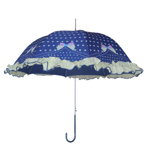 Factory Direct Supply Sunshade Female Fiberglass Automatic Long Handle Lace Princess Rain And Sunshine Stick Umbrella