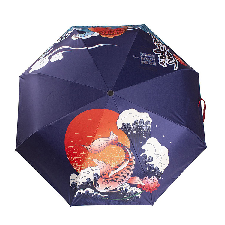 Promotional Logo Printed Windproof 3 Fold Umbrellas Tiny Portable Folding Rain Foldable Umbrellas