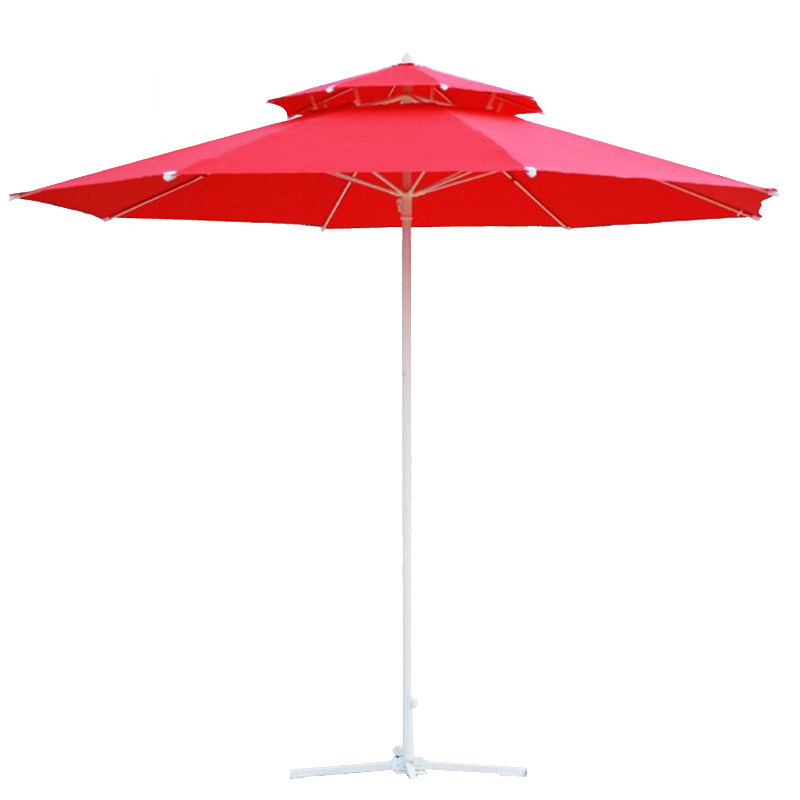 Custom Logo Windproof Double Canopy Fiberglass Ribs Waterproof Beach Outdoor Umbrellas