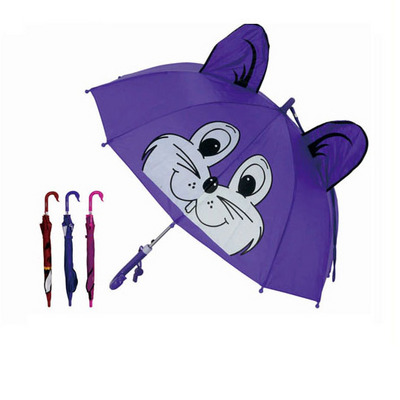 Kids Umbrella Straight Custom With Logo Print Curve J Handle Cheap China Factory For Children Metal Cartoon Umbrellas